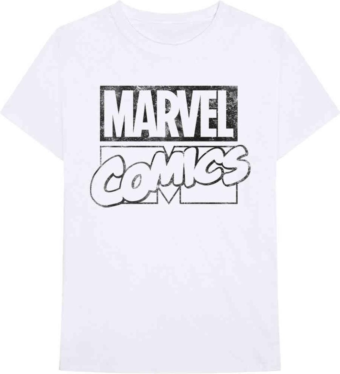 Marvel Heren Tshirt -2XL- Logo Wit