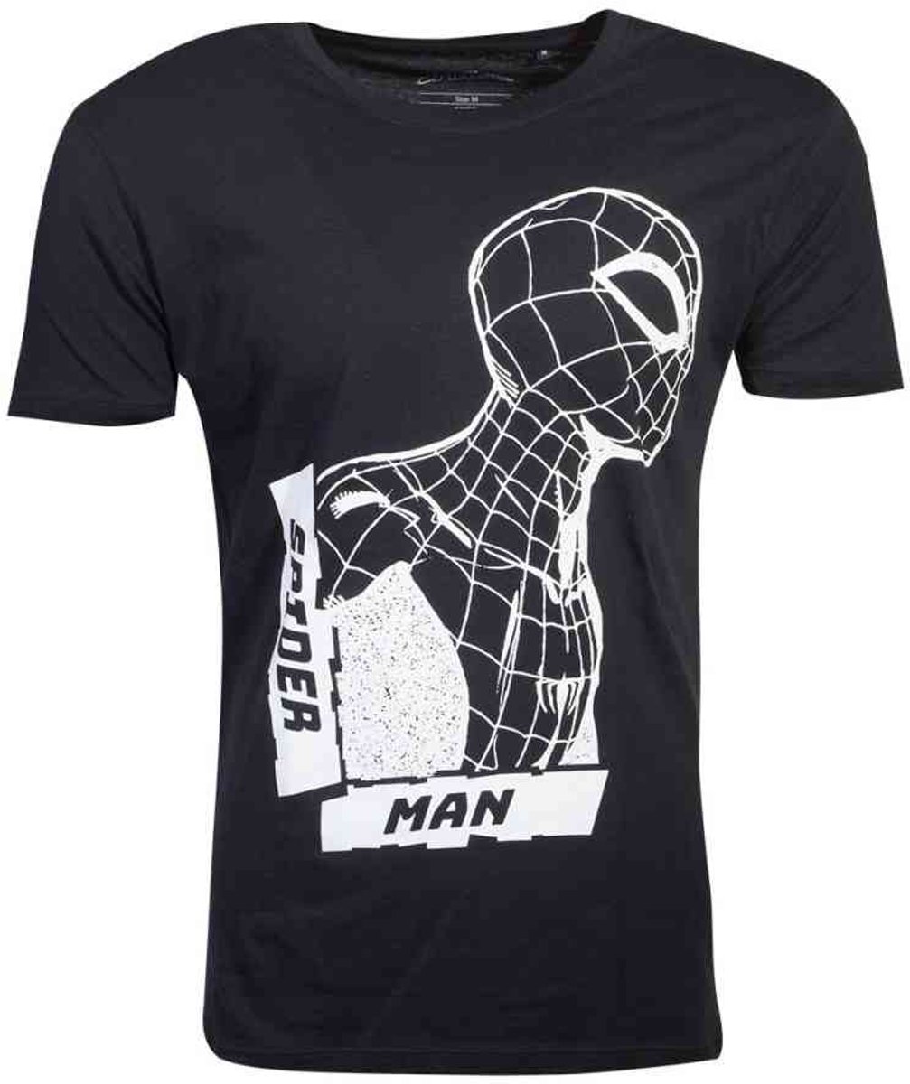 Marvel Spiderman Heren Tshirt -S- Side View Spidey Zwart