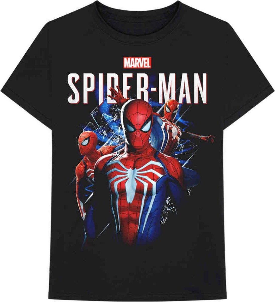 Marvel Spiderman Heren Tshirt -XL- Spider 4 Montage Zwart