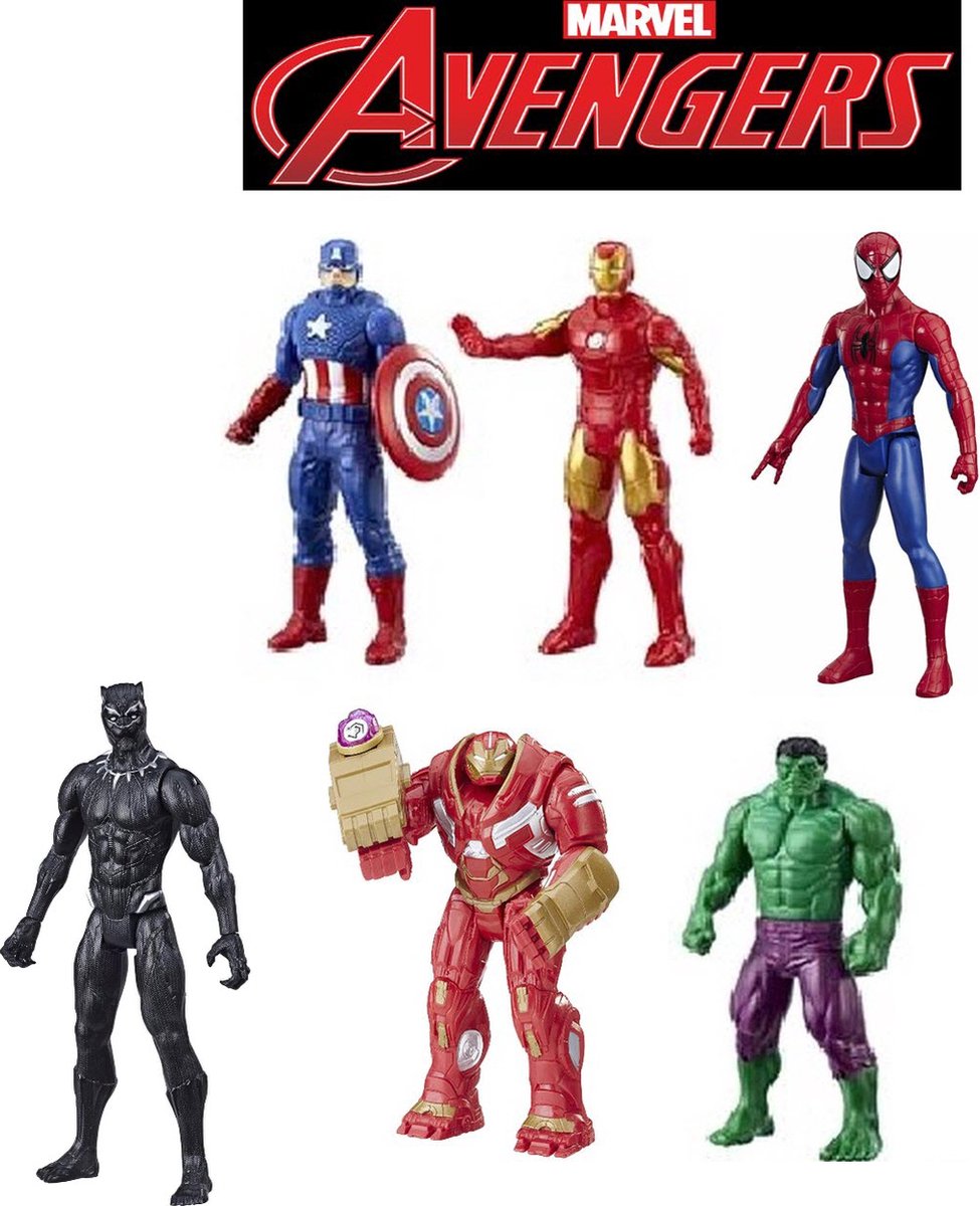 Superhelden Set 6 Stuks - Marvel Avengers Marval - spiderman - ironman - hulk - captain amercia - hulkbuster - Complete set - 15 cm Groot -