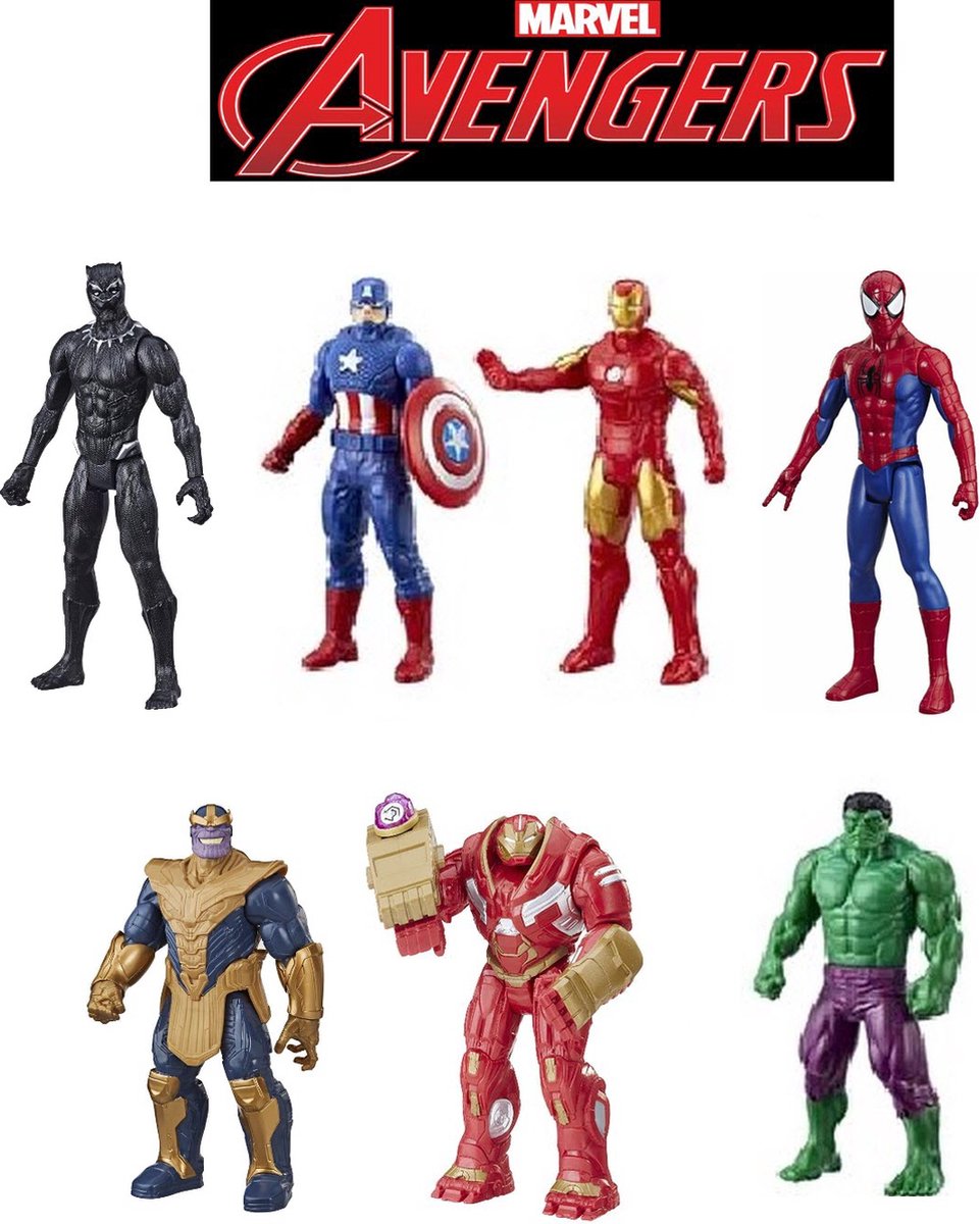 Superhelden Set 7 Stuks - Marvel Avengers Marval - spiderman - ironman - hulk - captain amercia - hulkbuster - Complete set - 15 cm Groot -