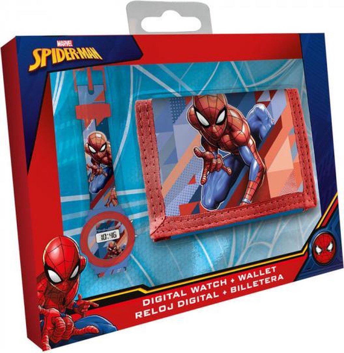 horloge en portemonnee Spider-Man jongens 22 cm rood 2-delig