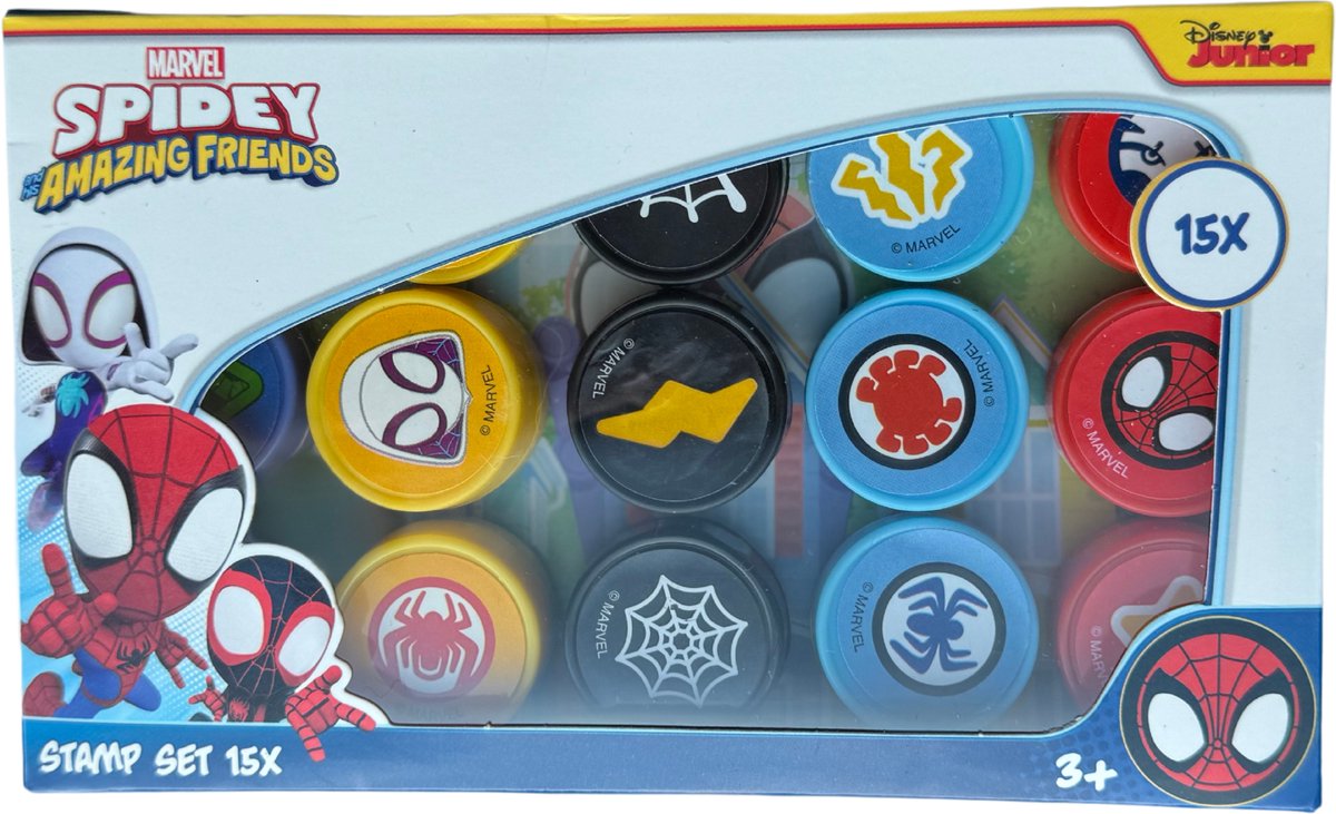 stempel set - spider-man - Spidey - amazing friends - stamp set - 15 stempels