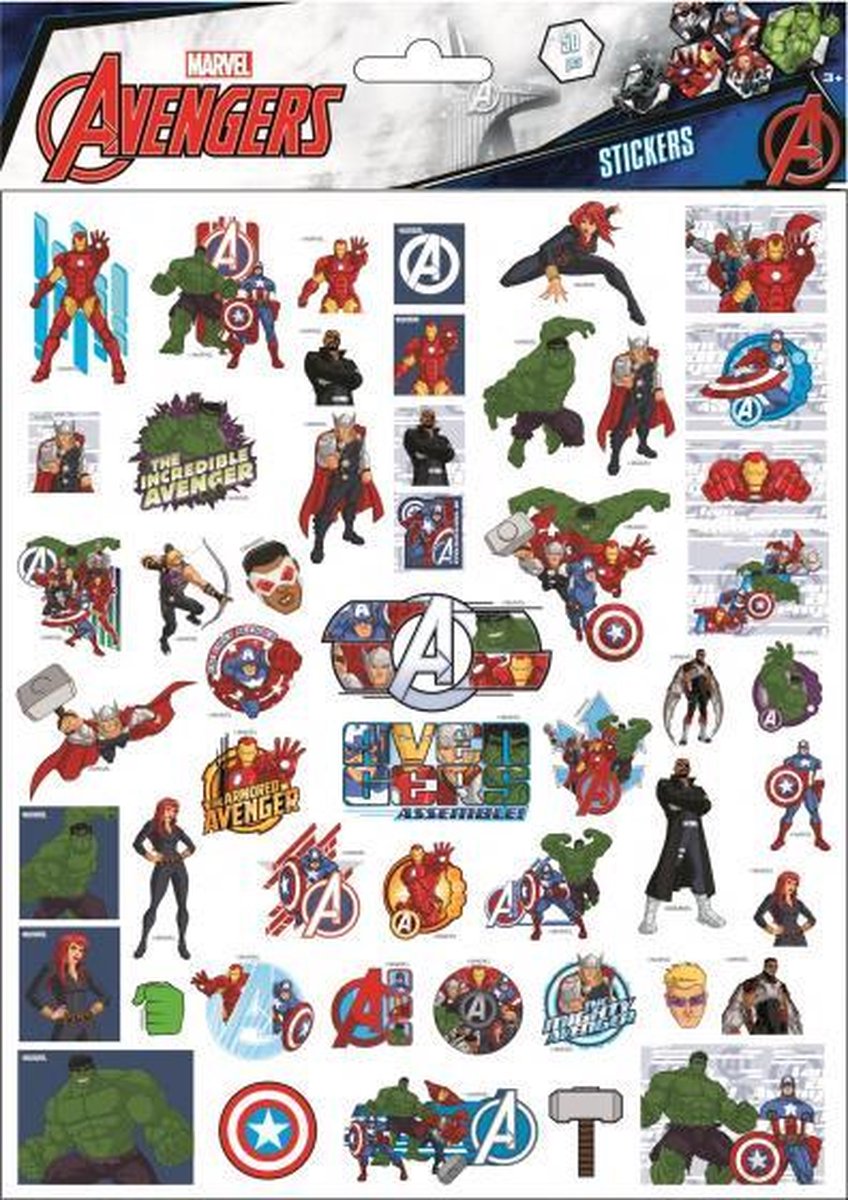 stickers Avengers junior 25 x 21 cm rood/wit 50 stuks