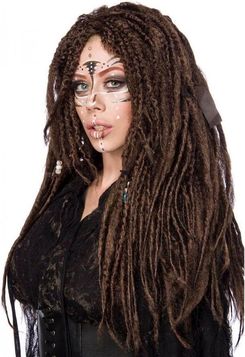 Mask Paradise Pruik Voodoo Witch Bruin