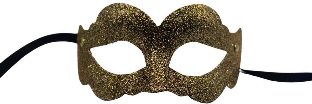 Maskshopvenice - Venetiaans masker goud glitter - handgemaakt - masquerade masker - gala masker - Toppers 2025 kleding