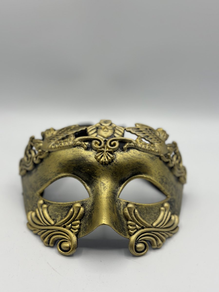Venetiaans masker voor mannen in goud - Feest Masker voor mannen met bril en zonder bril- Gala Masker in de Grieks Romeinse stijl - Oogmasker goud