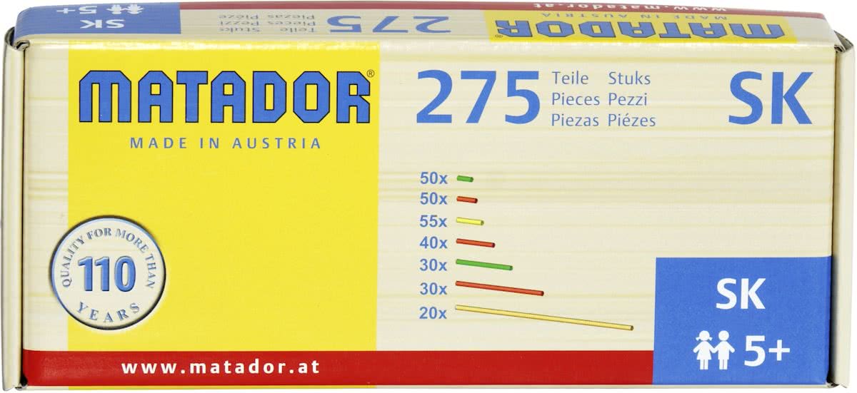 Matador Staafjes diverse maten 270 stuks