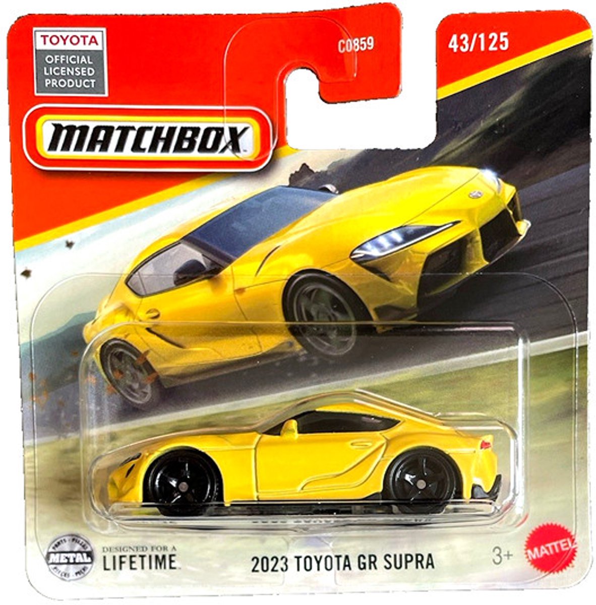 2023 TOYOTA GR SUPRA YELLOW MATCHBOX 1:64 43/125 SHORT CARD
