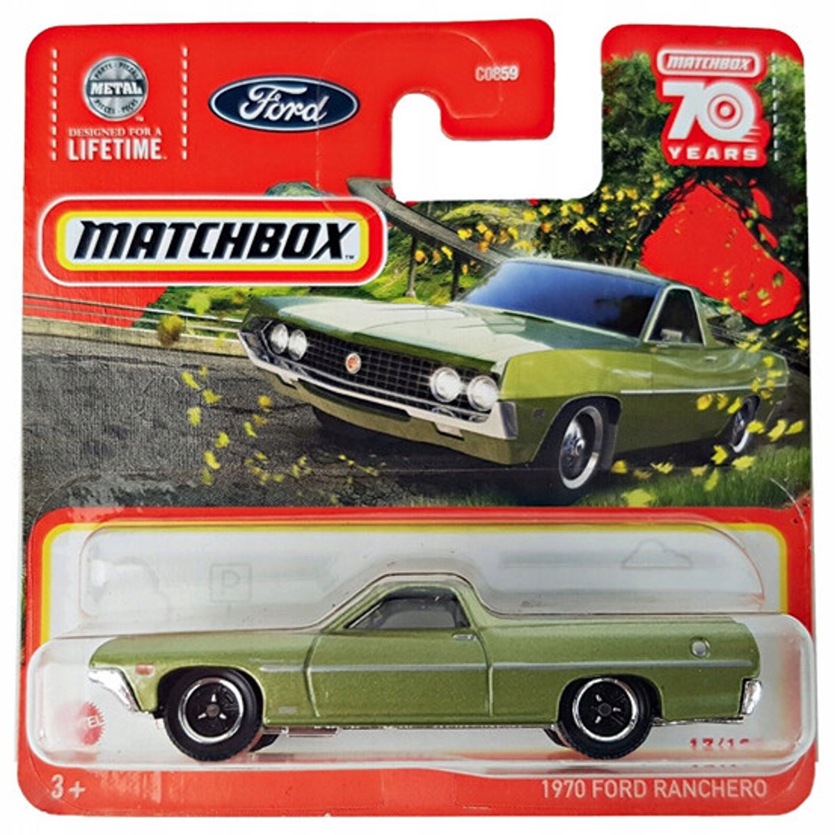 MATCHBOX 1970 FORD RANCHERO 17-100 GREEN METALIC (HLC54) 1:64 METAL SHORT CART