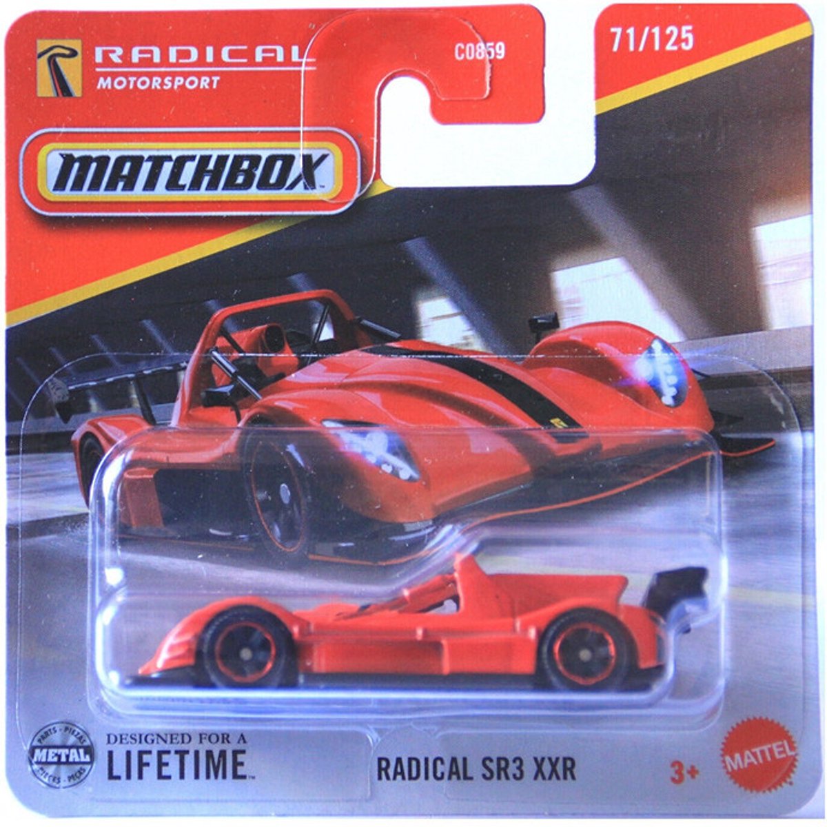 MATCHBOX MOTORSPORT RADICAL SR3 XXR 71/125 RACING RED (1:64) METAL