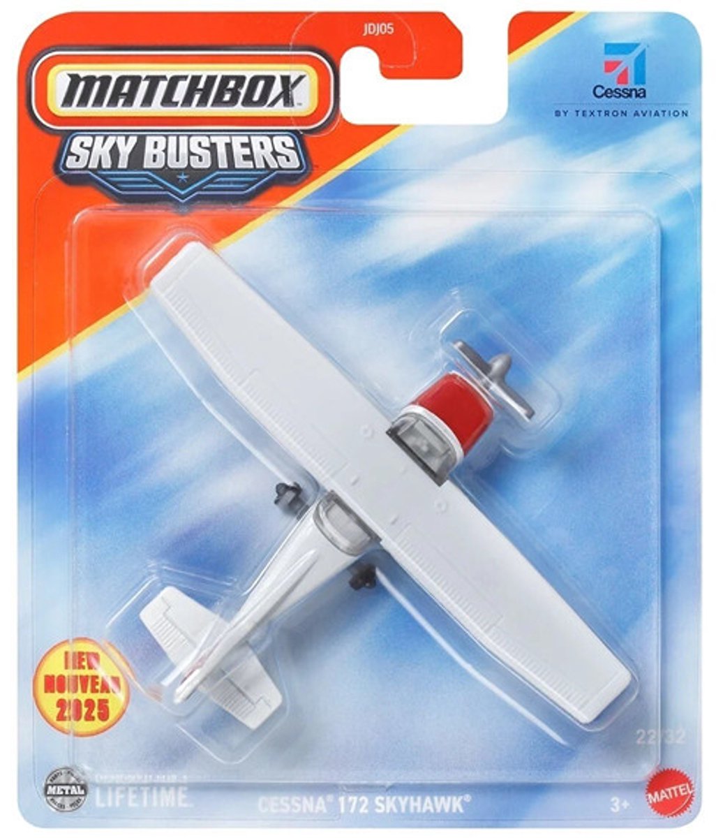 MATCHBOX SKY BUSTERS CESSNA 172 SKYHAWK PLANE WHITE/RED 22/32 1:64 2025 NEW!