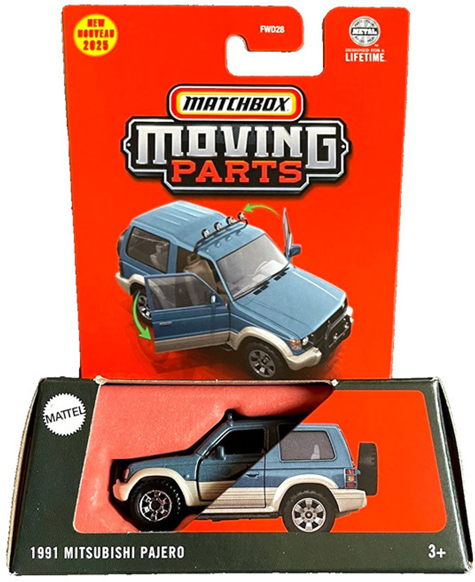 MATCHBOX1991 MITSUBISHI PAJERO BLUE GREY METALIC JBW66 1:64 METAL FWD28 (MOVING PARTS)
