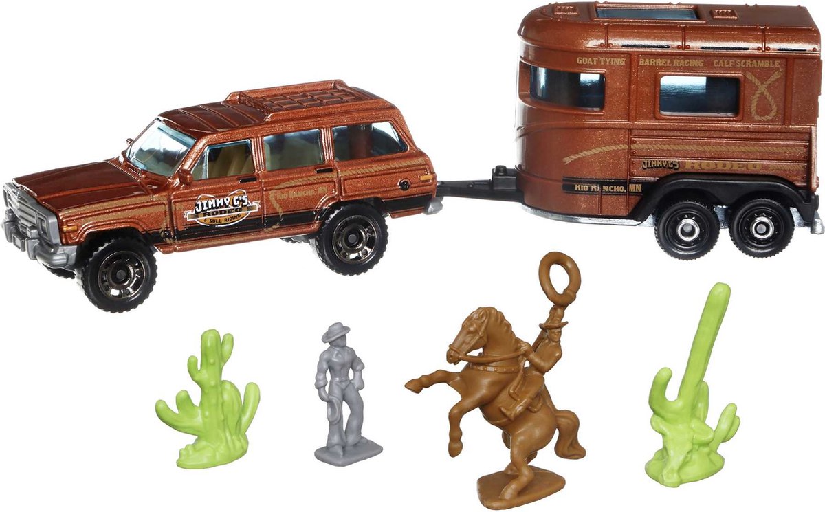 Matchbox Truck met aanhanger - 7 cm groot per voertuig
