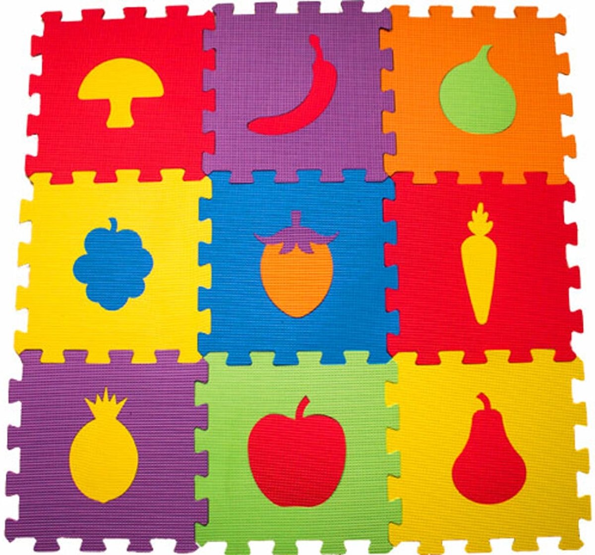 Matrax Eva Puzzel speelmat, fruitvormige puzzel, 33 x 33 cm x 7 mm, 9 stukjes, BPA-vrije, veilige leuke spellen, ontwikkeling van kinderen, kinderspellen, educatief speelgoed
