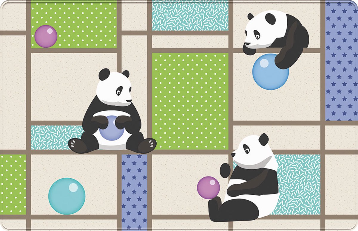 Kindertapijten.be - Pandas Speeltapijt - 110x170cm - Ultrazacht - Anti-slip - Wasbaar - Speelkleed / Speelmat / Vloerkleed Kinderen / Kinderkamer Tapijt / Speelmat Baby / Speelhoek / Speelgoedtapijt / Speelmatten / Groot Speelkleed Baby / Peuter