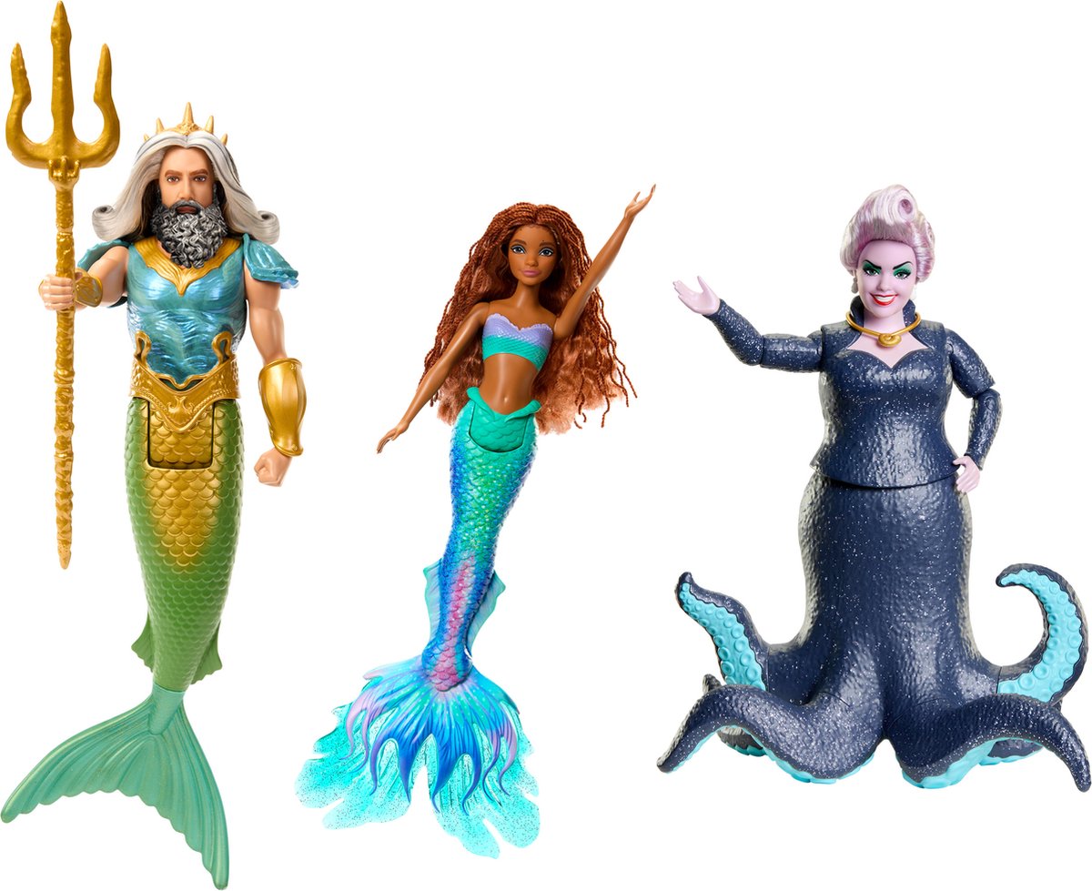 Disney The Little Mermaid Ariel, King Triton & Ursula Dolls