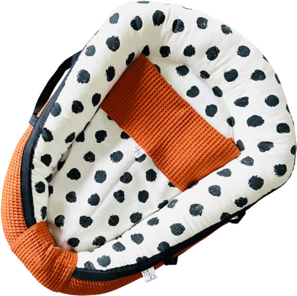 Mauties Mama - Poppennestje, draagwieg, poppenmand, draagmand - Dots brique