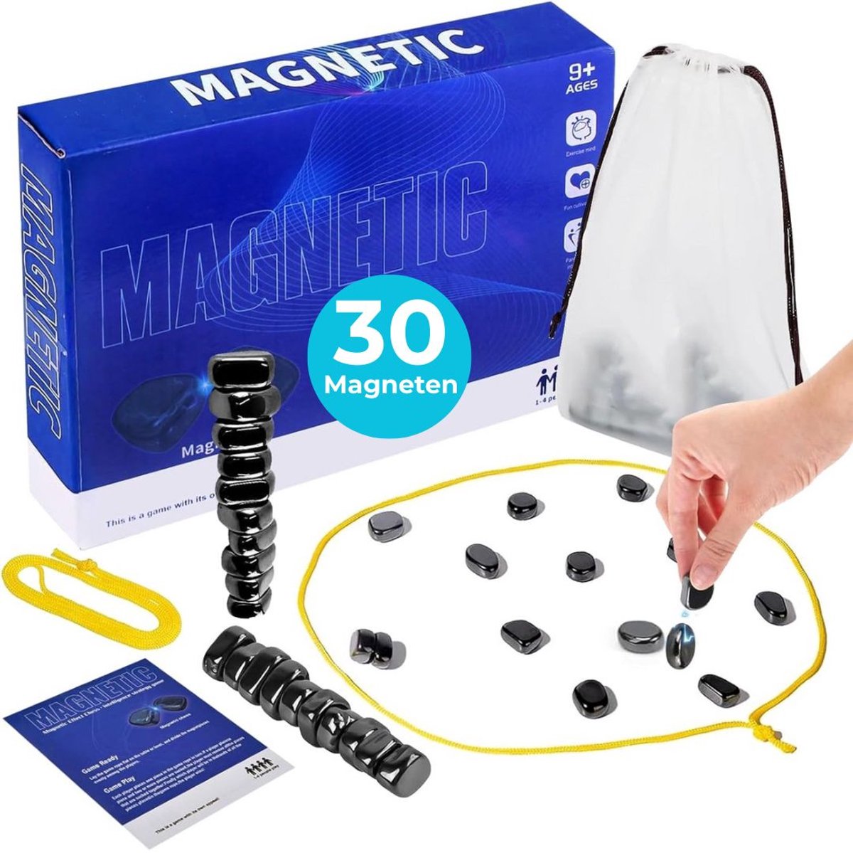 Magnetisch schaakspel - Kluster Spel - Magnetisch schaken - Dammen - verschillende vormen magneten - kluster variant - schaakspel - 30 Magneten