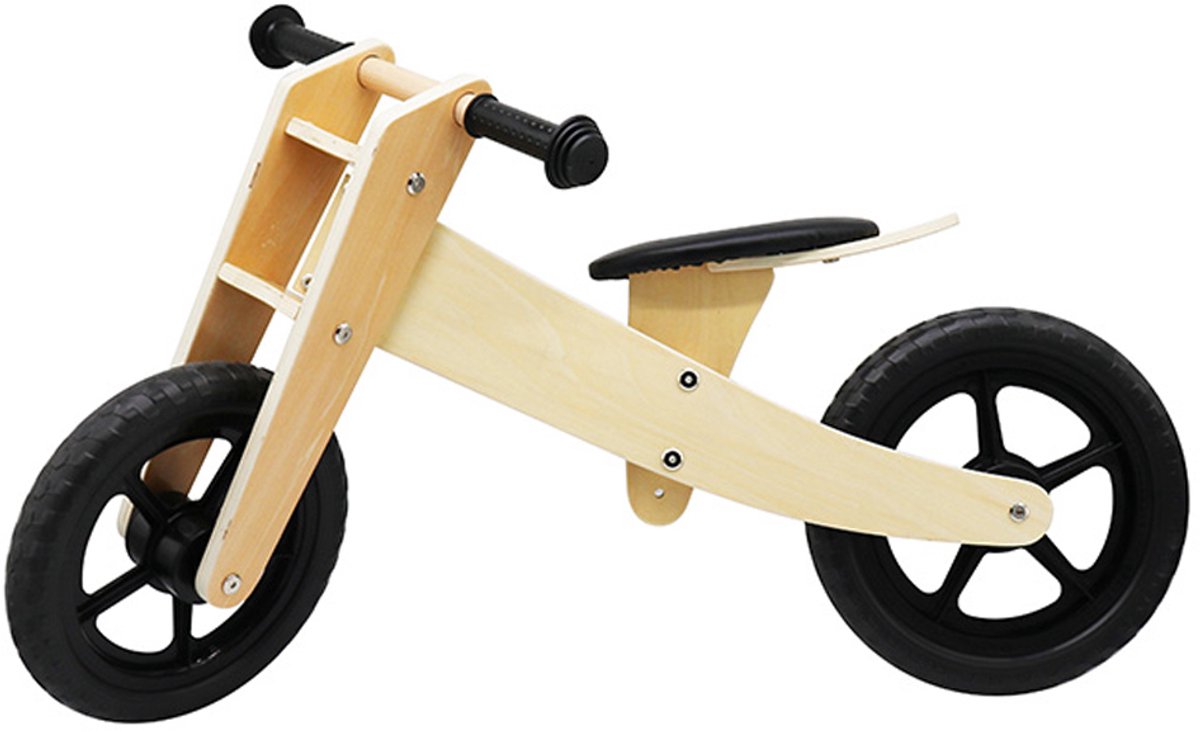Houten Loopfiets - Balance Bike - Mini Loopfietsje van Hout - Loopscooter voor Jongens en Meisjes van 1 & 2 Jaar