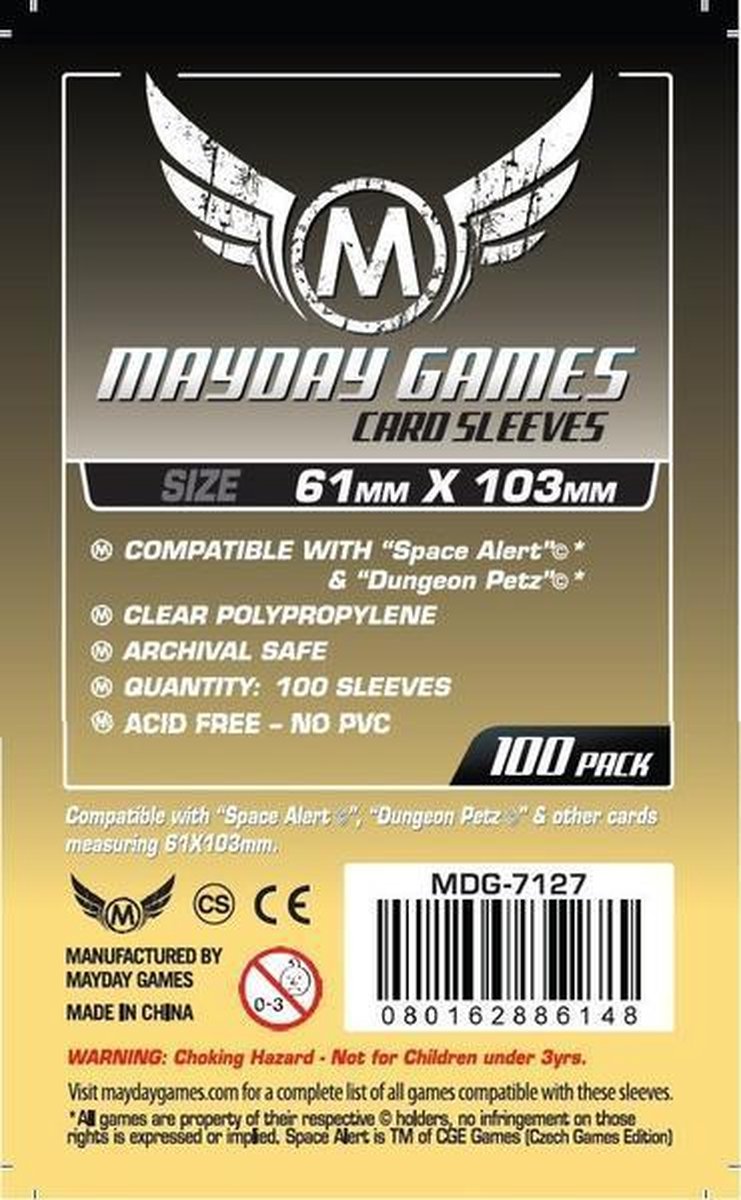 Mayday Games Card Game Sleeves 61mm x 103mm 100ct