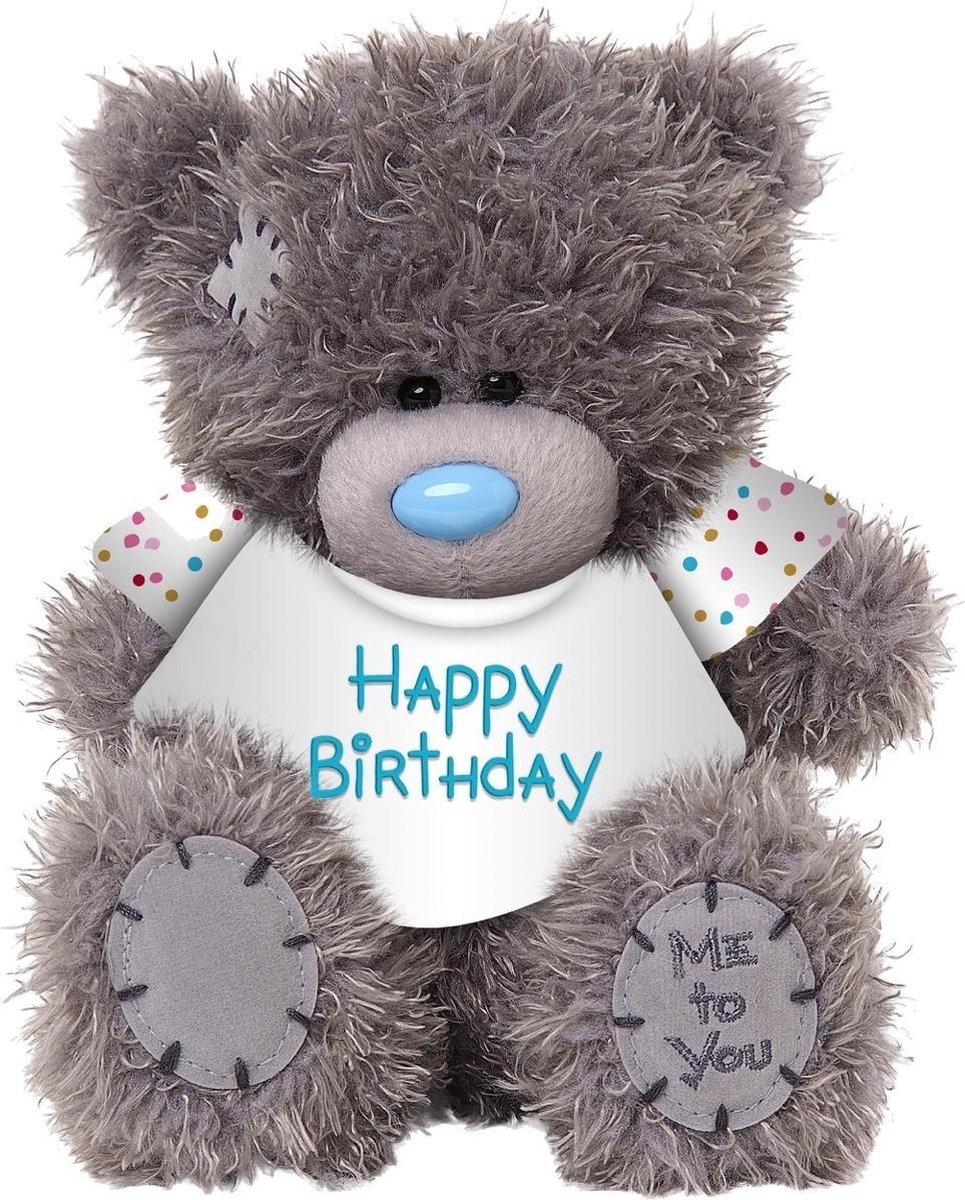 Knuffel - Beer - Happy birthday - Met ballonnen - 16cm