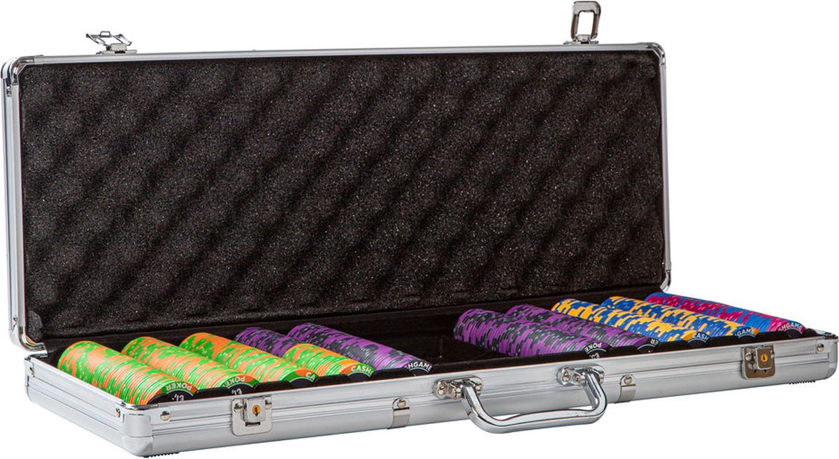 Keramische cashgame pokerset 500 poker chips - pokerkoffer - pokersets - pokerfiches - pokerchips