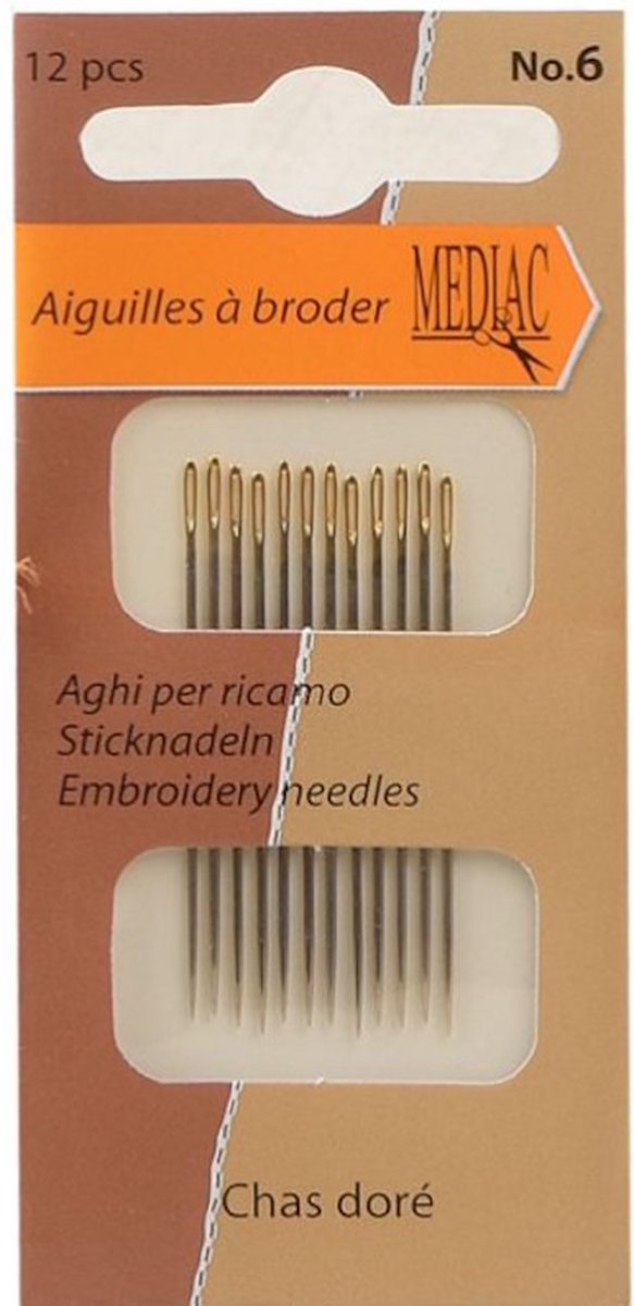 Borduurnaalden met Groter Oog en Scherpe Punt Nr. 6 - 12 stuks