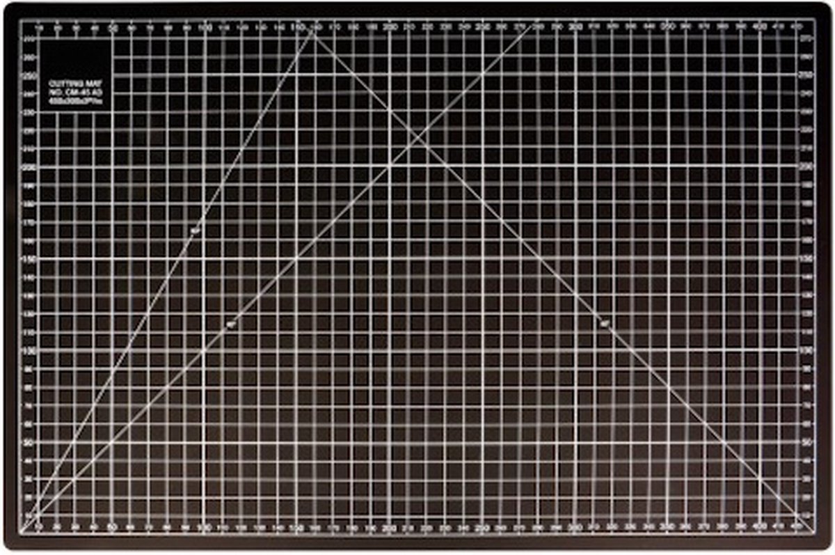 Snijmat 45 x 60 cm met schaalverdeling aan 2 kanten Zwart