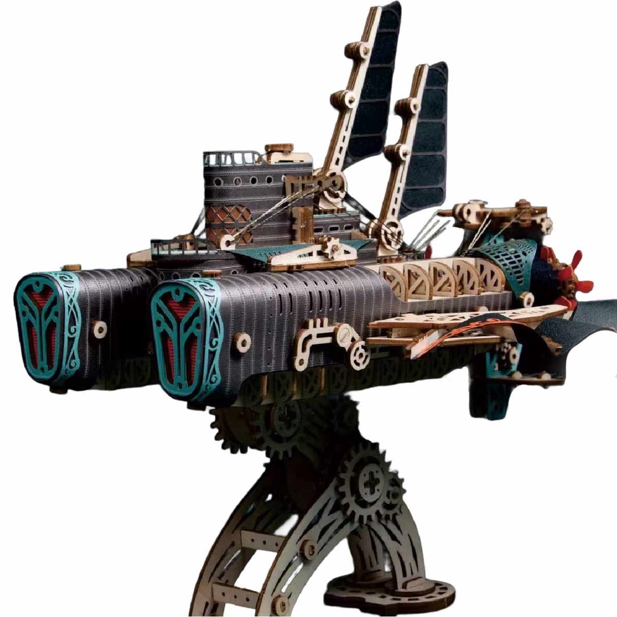 Meedeer 3D puzzel-Houten puzzels-Steampunk houten modelbouw -DIY Fantasie ruimteschip Model bouwpakket-20.000 mijlen onder zee Thema-Speelgoed model-Voor thuisdecoratie-voor 14+ jaar volwassenen（grijs)