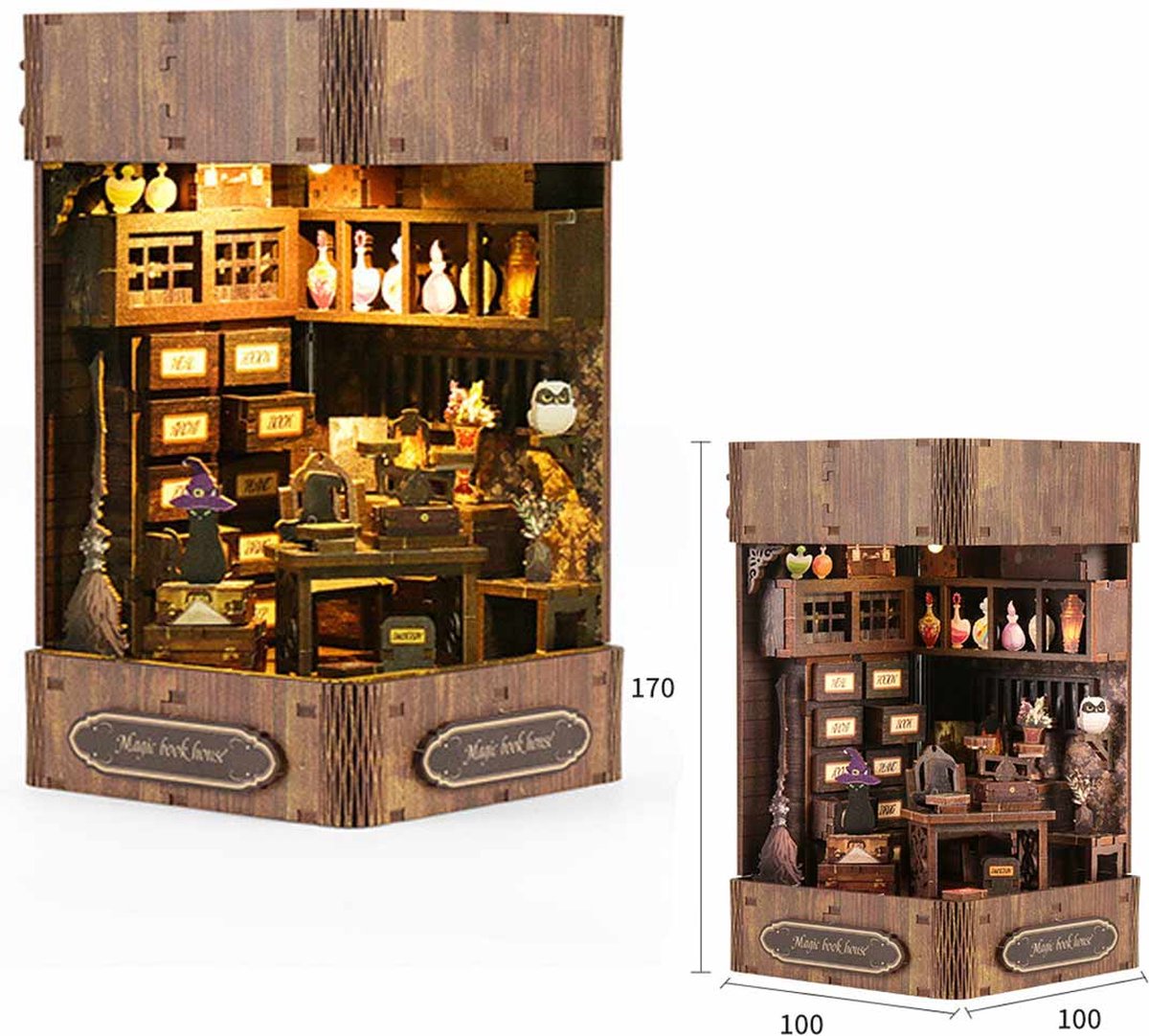 Meedeer Magic Book Nook Kit-Premium Miniatuur bouwpakket -houten modelbouw-doe-het-zelf houten poppenhuis kit-Miniatuur bouwpakket-Booknook Kit voor volwassenen en Kinderen-Perfecte cadeau