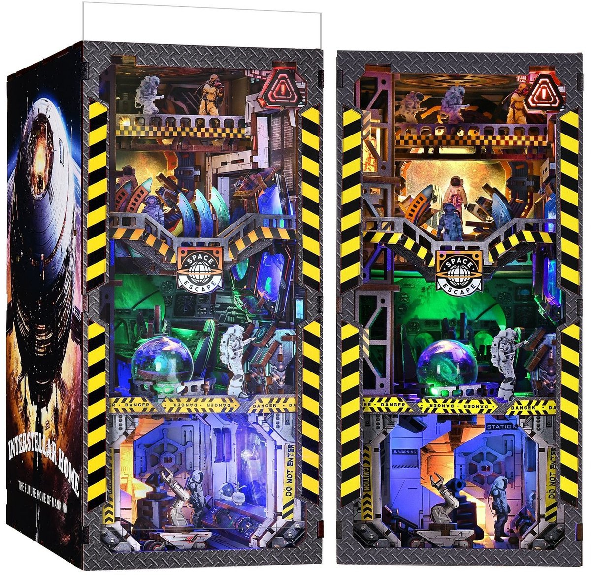 Meedeer Premium DIY Houten Book Nook DIY-miniatuurhuis-Ruimtevaartuig model-Interstellair Thuis-3D Puzzle-Met led en stofkap-Houten modellen om te bouwen voor volwassenen