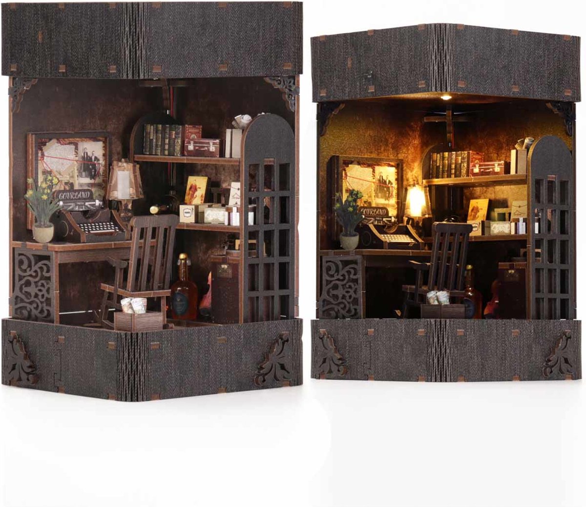 Meedeer Premium Miniatuur bouwpakket -Book Nook Kit-Klein detectivebureau-houten modelbouw-doe-het-zelf houten poppenhuis kit-Miniatuur bouwpakket-Booknook Kit voor volwassenen en Kinderen-Perfecte cadeau