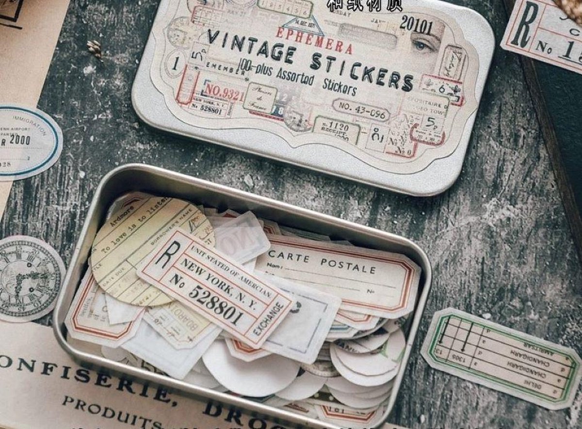 Ephemera Stickerset - 100 stuks - Vintage Stickers 1