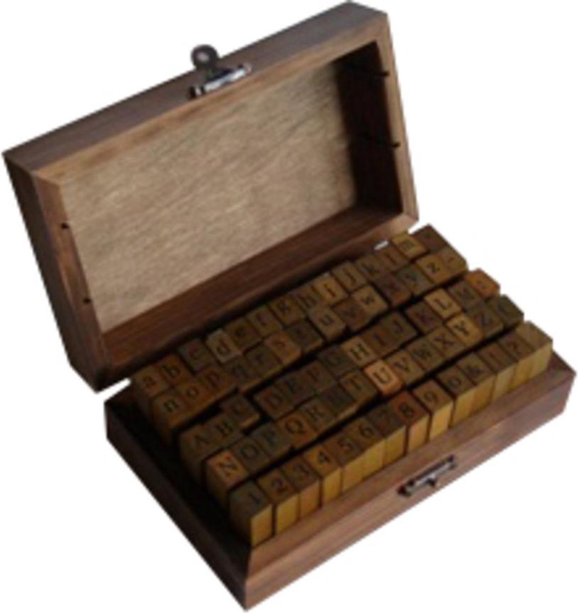Stempelset + Stempelkussen - Alfabet, Kleine/Hoofdletters, Cijfers en Symbolen - 70 delig Houten stempels