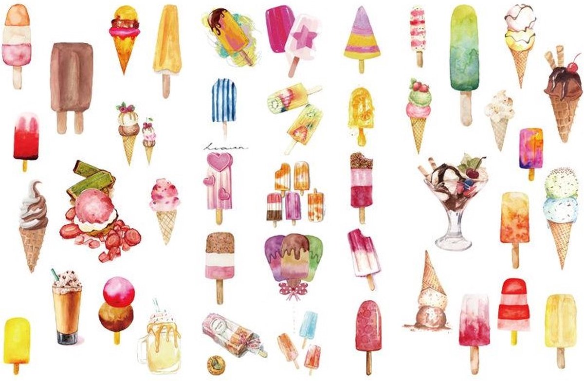 Stickerset IJsjes - 3 vellen - Sticker Ijsje