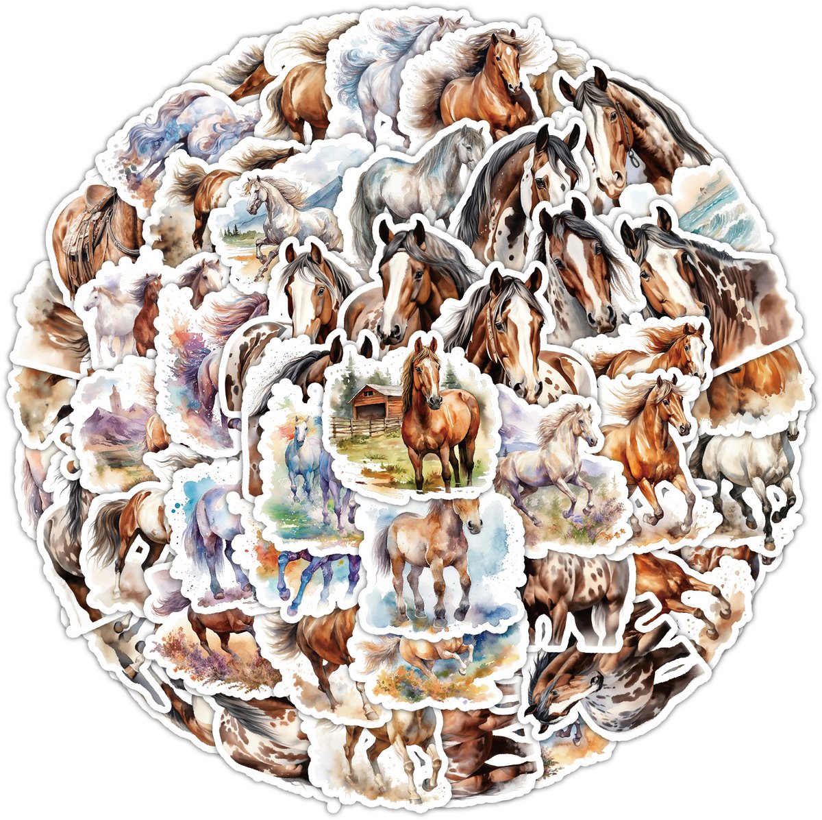 Stickerset Paarden - 50 stuks - Sticker Paard - Horse Stickers