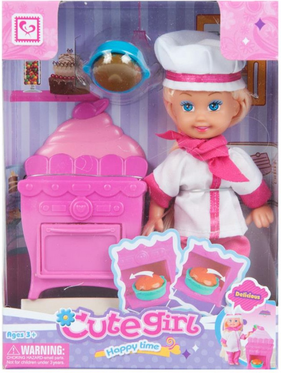 Mega Creative - Pop 12 cm. met Fornuis en accessoires - Keukenprinses