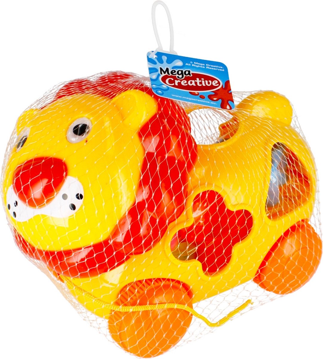 Mega Creative - Vormenstoof - Leeuwenblokken Sorteerder op wieltjes met touwtje