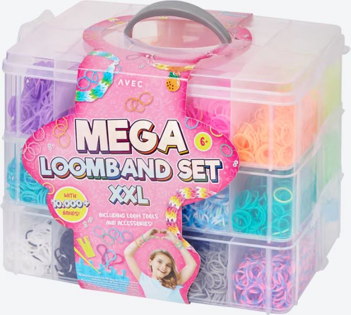mega loomband set XXL - 10.000 loombandjes - met loom tools en accessoires - knutselen - hobby - loomelastiekjes