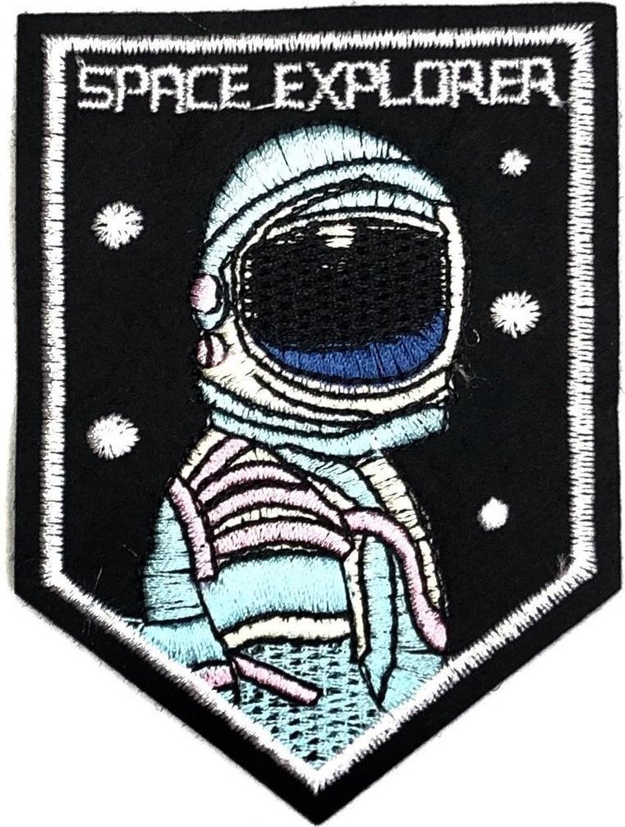   Astronaut Strijk Embleem Patch Met Space Explorer Tekst 9 x 6,7