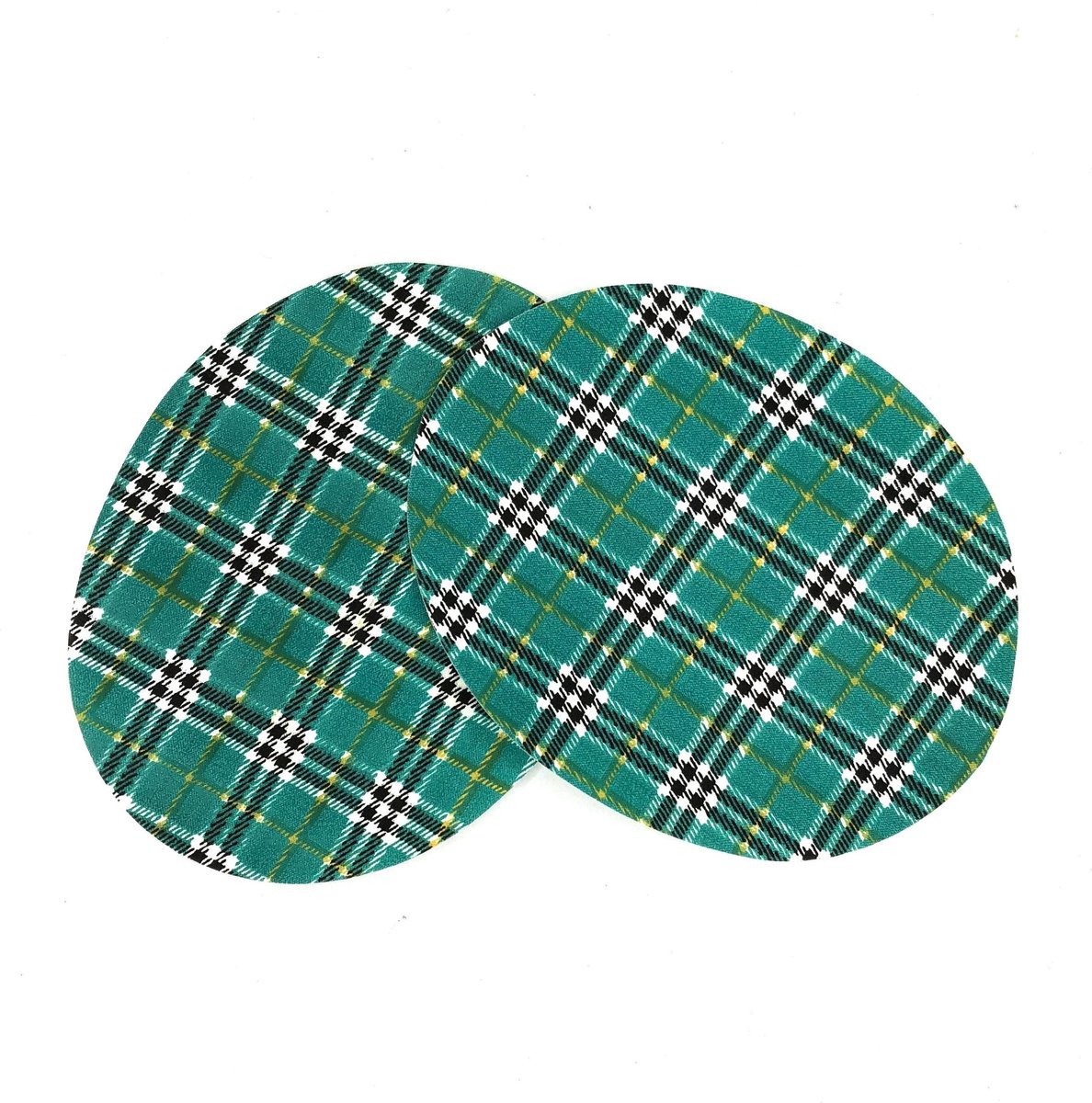   Elleboog Knie Strijk Patches Groen Wit Zwart Geruit 14 x 11 cm