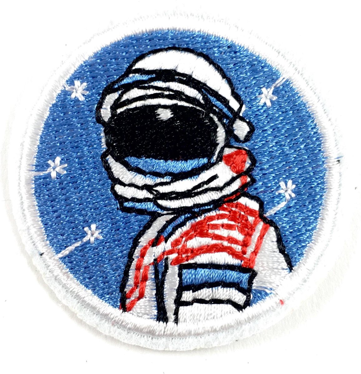   Ronde Strijk Patch Van Een Astronauten Met Helm dia 5 cm