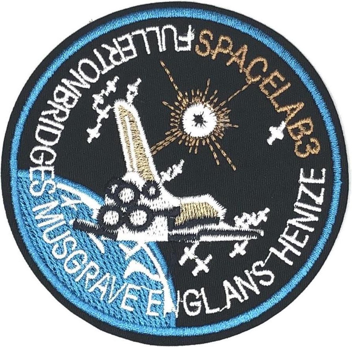   Spacelab 3 Embleem Met Space Shuttle Strijk Patch 9 cm diameter