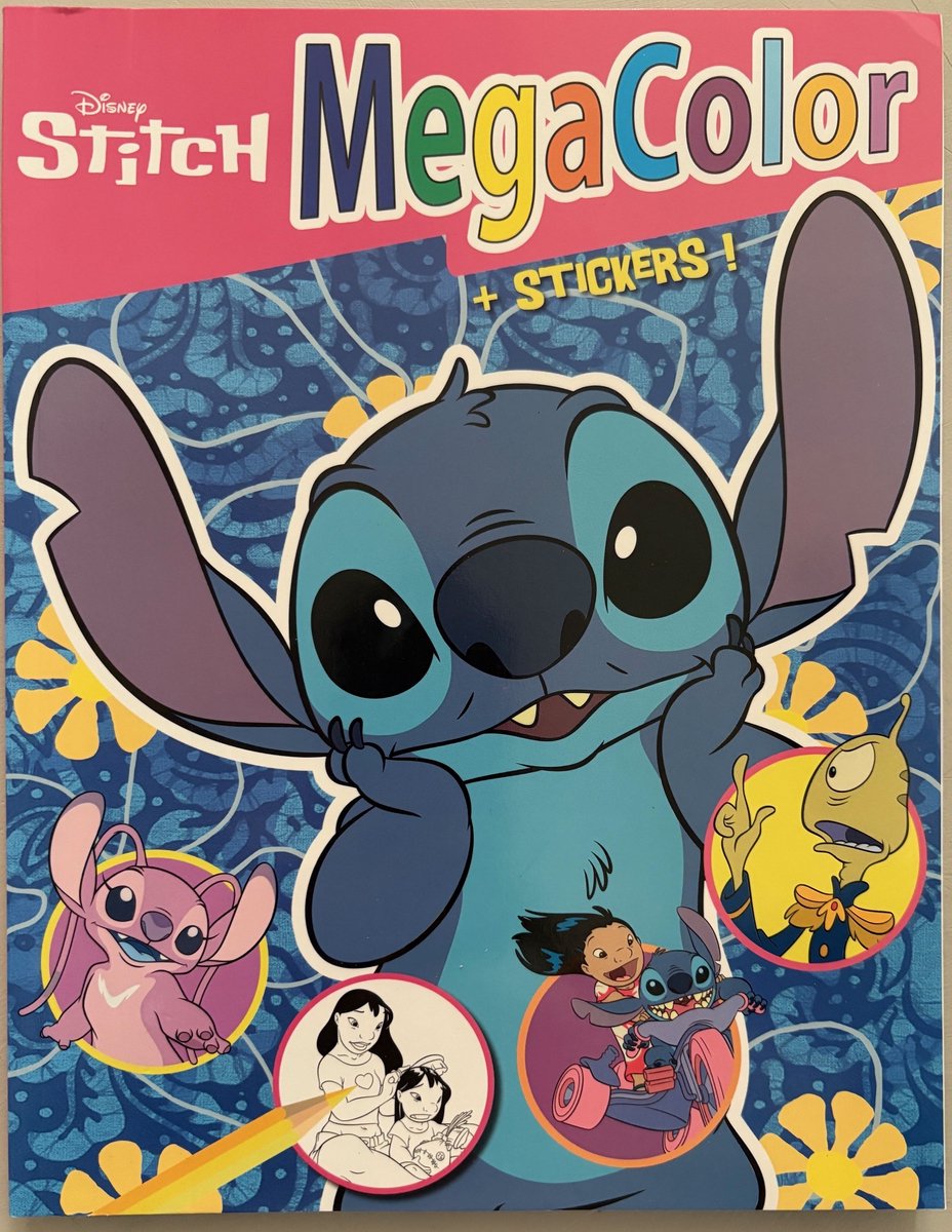 Kleurboek met stickers Megacolour Lilo & Stitch - kleuren voor kinderen Lilo en Stitch - 125 kleurplaten met 1 stickervel