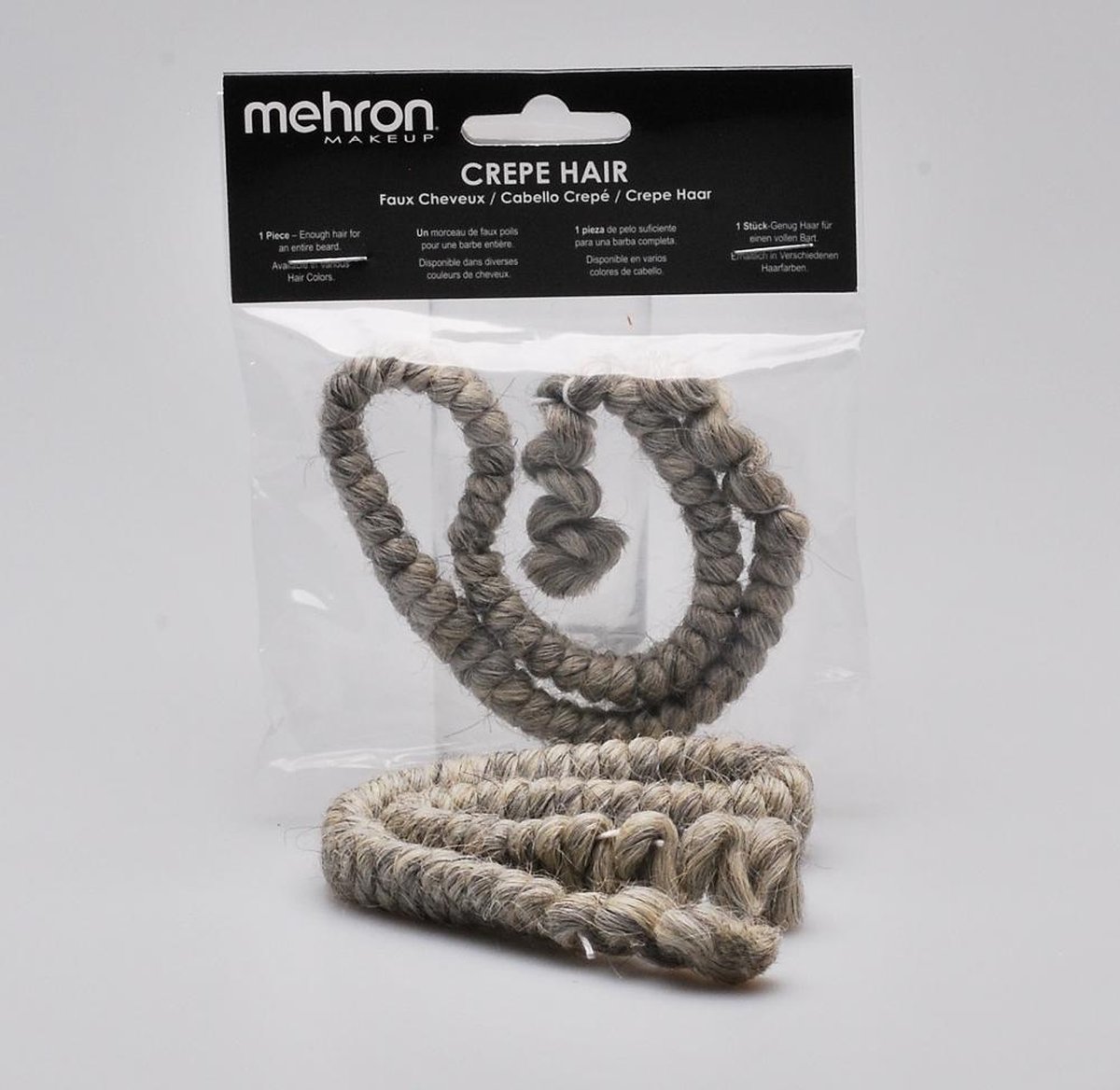 Crêpe haar voor het maken van valse baarden, bakkebaarden en snorren - Lichtgrijs