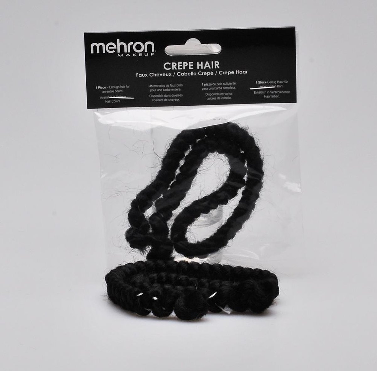 Crêpe haar voor het maken van valse baarden, bakkebaarden en snorren - zwart