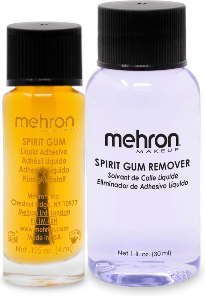 Spirit Gum + Spirit Gum Remover voor het plakken van valse snorren, baarden, neuzen en kale koppen