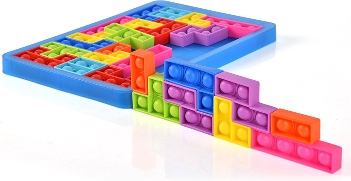Pop it fidget toys – Fidget Toy Pop it puzzel – pop it fidget toys-tetris puzzel 27 stuks – IQ puzzel-IQ smart toys – Pop it puzzel – Fidget puzzel – Sinterklaas cadeatjes – Kerstcadeatjes – Regenboog puzzel