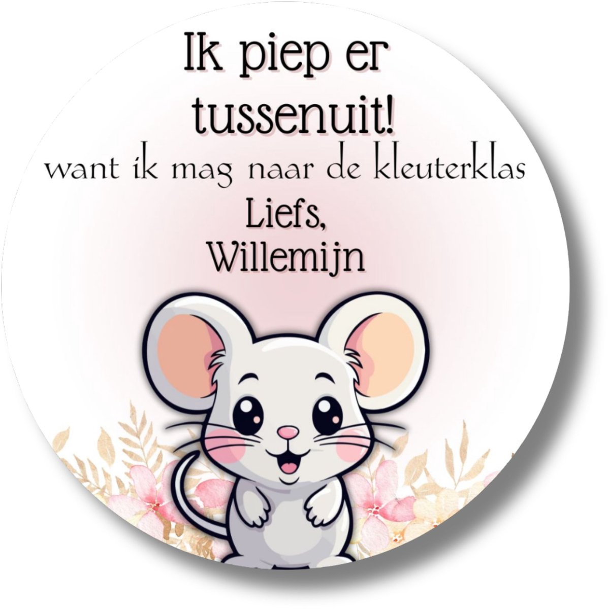 20 x stickers met naam - Ik piep er tussenuit want ik mag naar de kleuterklas - Roze - Muis - Afscheid kinderdagverblijf - Peuterspeelzaal - Naar de basisschool - Gepersonaliseerd